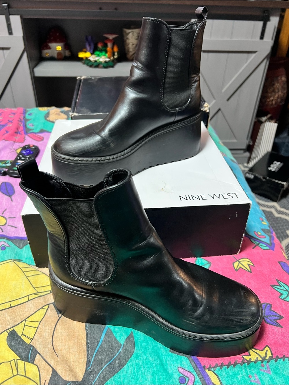 Nine West Black Platform Chelsea Boots